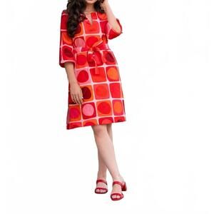 NEW LESLEY EVERS drew dress in sea glass red